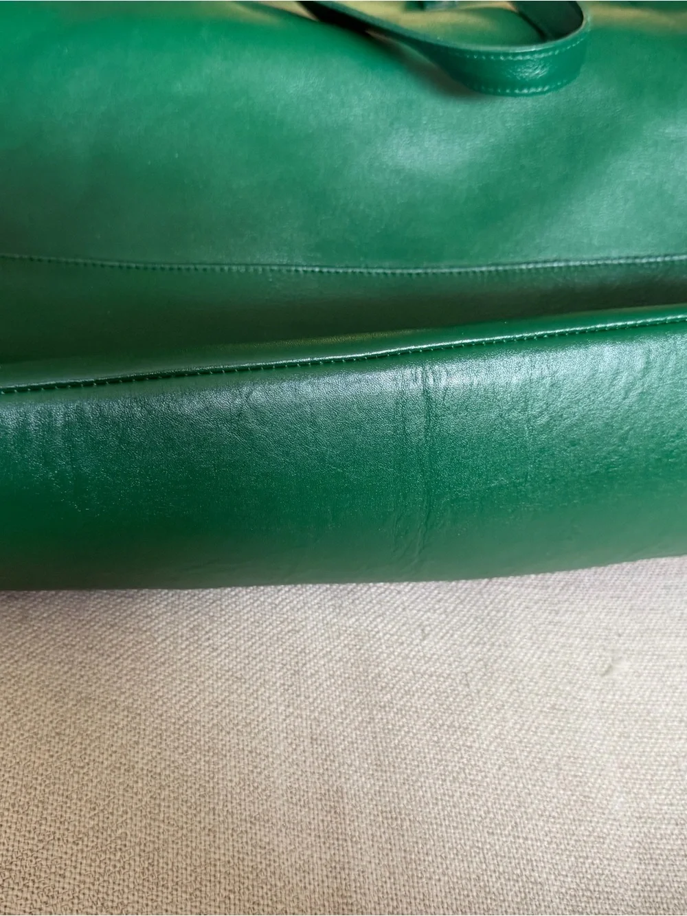 La Mer Green Leather Tote Bag